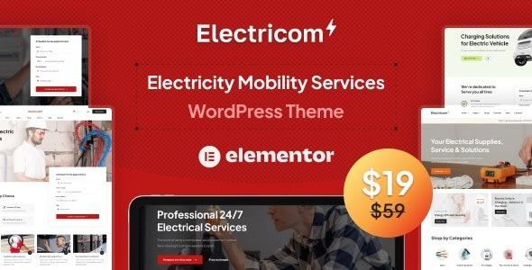 Electricom Electricity Mobility Services WordPress theme Nulled Free Download