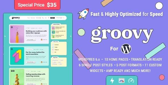 Groovy Modern & Lightweight Blog for WordPress Nulled Free Download