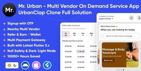Mr. Urban Nulled Multi Vendor On Demand Home Service App UrbanClap Clone Android & iOS Full Solution Free Download