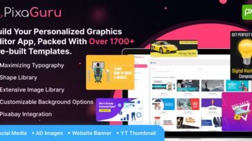 PixaGuru SAAS Platform to Create Graphics, Images, Social Media Posts, Ads, Banners, & Stories Nulled Free Download