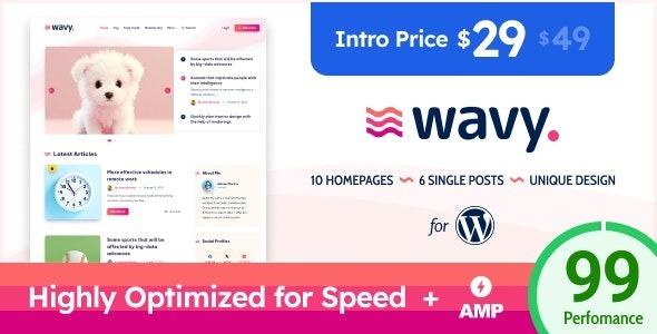 Wavy Modern & Lightweight Blog for WordPress Nulled Free Download