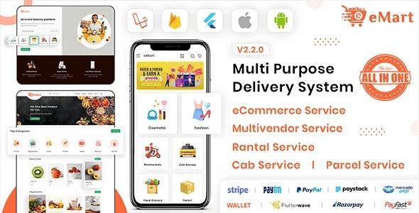 emart Multivendor Food, eCommerce, Parcel, Taxi booking, Car Rental App with Admin and Website Nulled Free Download