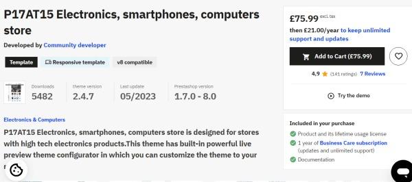 P17AT15 Electronics, smartphones, computers store Template Prestashop Nulled Free Download
