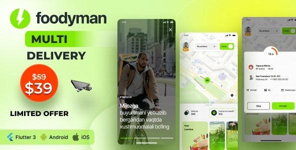 Foodyman – Multi – Restaurant (and Grocery) Delivery App (iOS&Android) Nulled Free Download