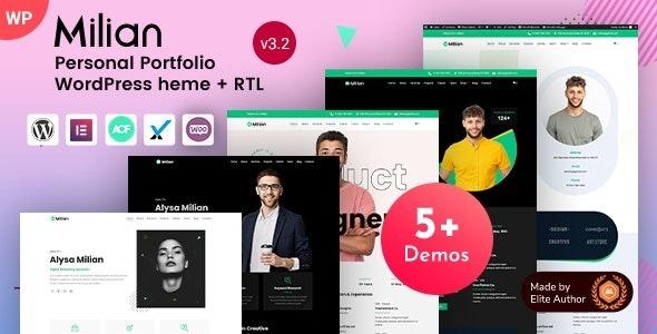 Milian Personal Portfolio Elementor WordPress Nulled Free Download